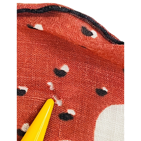 Tammis Keefe Handkerchief Vintage Red White Dots Floral Plants Retro Square READ - Picture 7 of 8